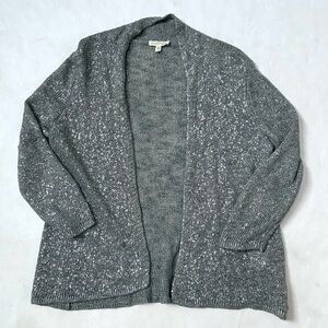 Eileen Fisher Metallic Open-Front Cardigan